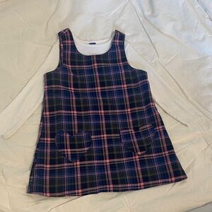 Old Navy Plaid Dress with heart pockets with white undershirt